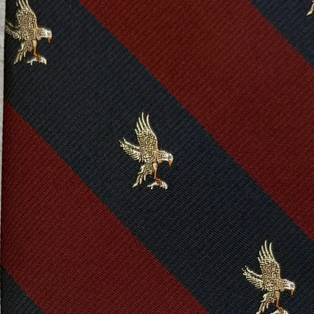 Retro Briar for Robinsons Eagle Motif Striped Silk Blend Tie 3.25